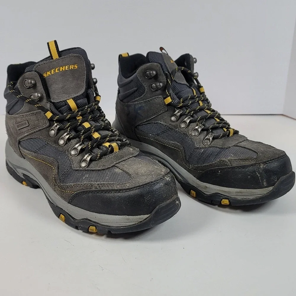 Skechers Relaxed Fit Waterproof Hiking Boots Grey Yellow SN 65672 Mens 8